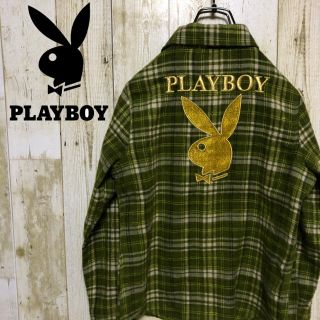 プレイボーイ(PLAYBOY)のPLAYBOY プレイボーイ デカロゴ 全刺繍 スナップボタン  チェックシャツ(シャツ/ブラウス(長袖/七分))