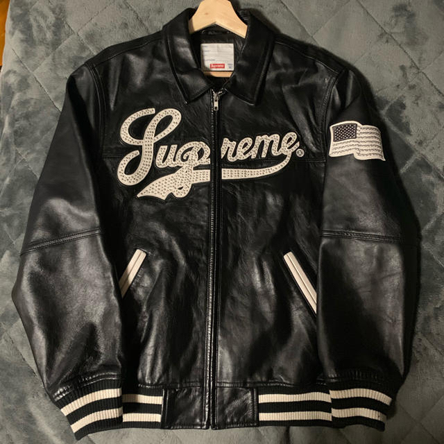 supreme uptown studded leather jacket