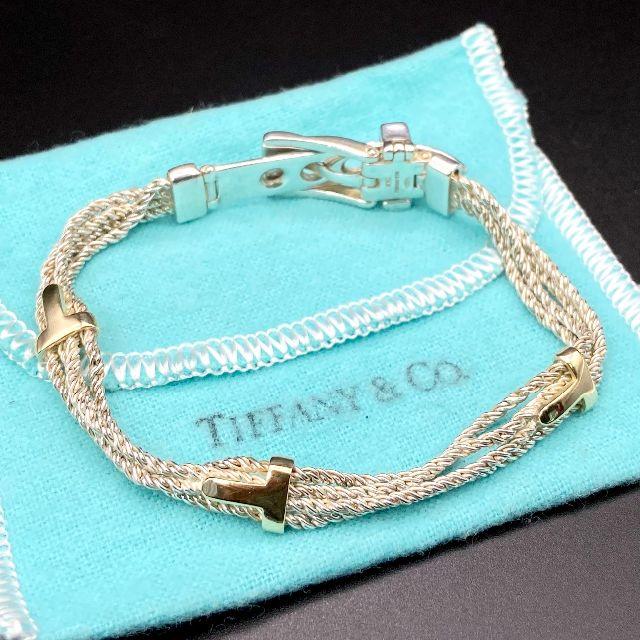 Tiffany & Co.(ティファニー)の希少 美品 ティファニー ゴールド Tロゴ ベルト ブレス EA28 メンズのアクセサリー(ブレスレット)の商品写真