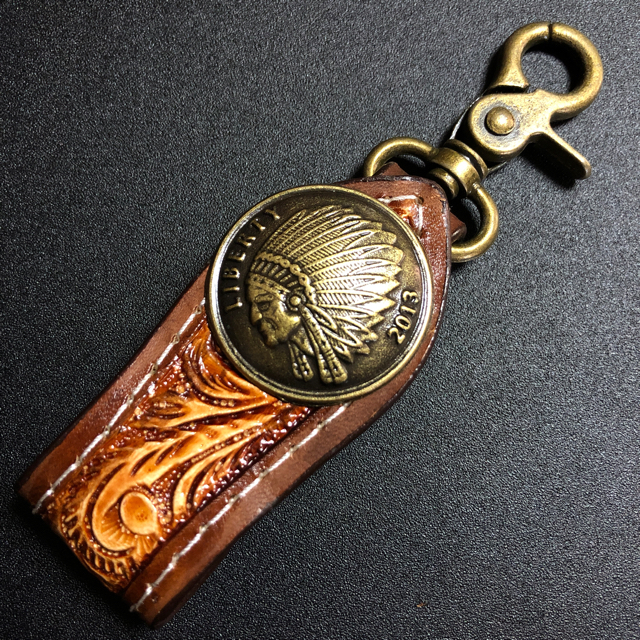 カービング コンチョ メンズ 長財布 牛革 スティングレイ レザー ハンドメイド 3