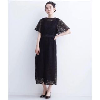 メルロー(merlot)の美品*merlot plus 総レースベルト付きオールインワン*結婚式パーティー(ロングワンピース/マキシワンピース)