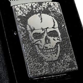 ジッポー(ZIPPO)の送料無料☆zippo☆両面加工☆スカル＆ボーン☆グレーブラック☆ジッポ(タバコグッズ)