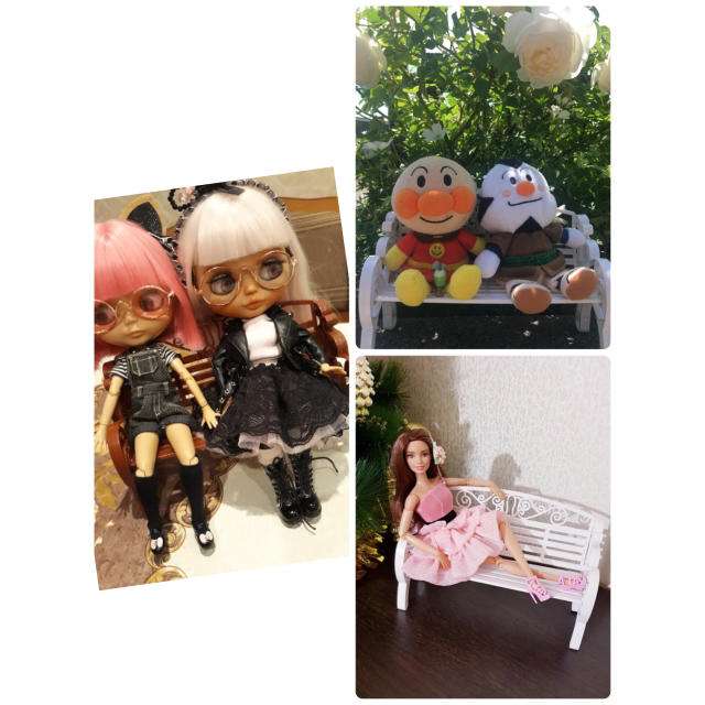 ベンチ イス 人形 ドール 椅子 1/6ドールサイズ  家具  白 ミニチュア ハンドメイドのおもちゃ(ミニチュア)の商品写真
