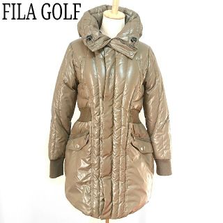 フィラ(FILA)の美品 FILA GOLF ダウンコート ダウンジャケット ロング丈 カーキ S(ダウンコート)