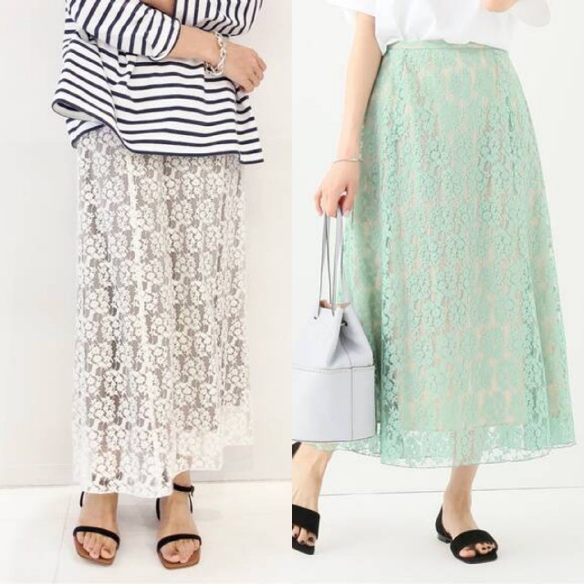 IENA(イエナ)のkao♡様専用❄️19SS美品フラワーフレアーレーススカート34 レディースのスカート(ロングスカート)の商品写真