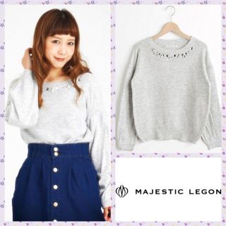 マジェスティックレゴン(MAJESTIC LEGON)の田中里奈着用♡ビジューニットプルオーバー(ニット/セーター)