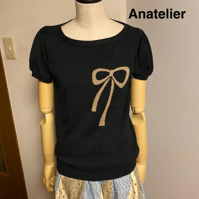 anatelier(アナトリエ)の【Anatelier】アナトリエ　リボン柄　半袖ニット レディースのトップス(ニット/セーター)の商品写真