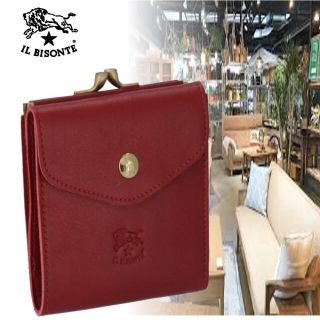 イルビゾンテ(IL BISONTE) がま口 財布(レディース)(レッド/赤色系