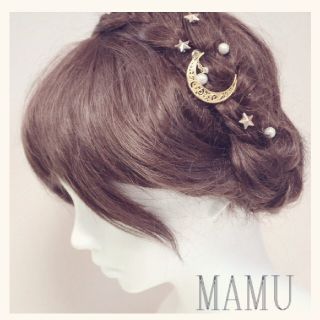 ハロウィンにも＊お月さまとお星さまのヘアピン(6本1セット)(ヘアアクセサリー)