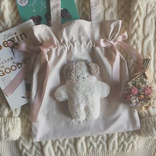 【再販】わんちゃん 巾着リボントートバッグ 【ハンドメイド】(バッグ)