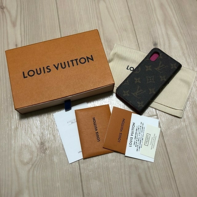 LOUIS VUITTON - ルイヴィトン フォリオ　iPhone X  ローズ　モノグラム　正規品の通販