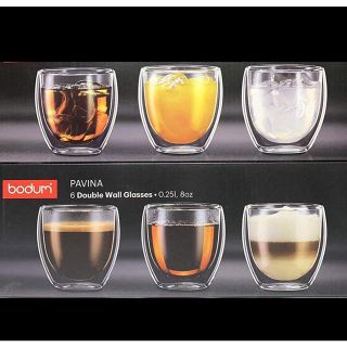 ボダム(bodum)の新品ボダム　ダブルウォールグラス250ml（6個セット）(グラス/カップ)