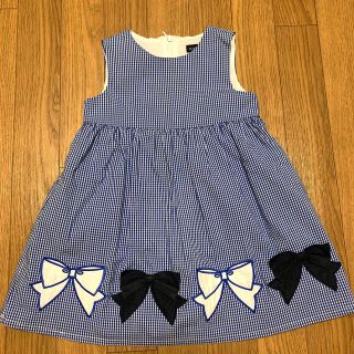 ベベ(BeBe)の美品☆べべ☆リボンチェック柄☆ワンピース(ワンピース)