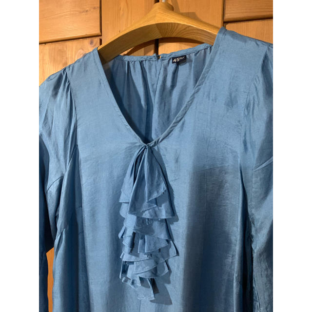 45R(フォーティファイブアール)の45rpm インドシルク藍染めドレス　定価72000円　小豆もなかちゃん様専用 レディースのワンピース(ロングワンピース/マキシワンピース)の商品写真