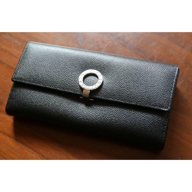 BVLGARI■ブルガリ▼長財布♪黒レザー★美品☆短時間使用のみシルバー〇素材レザー〇仕様開閉