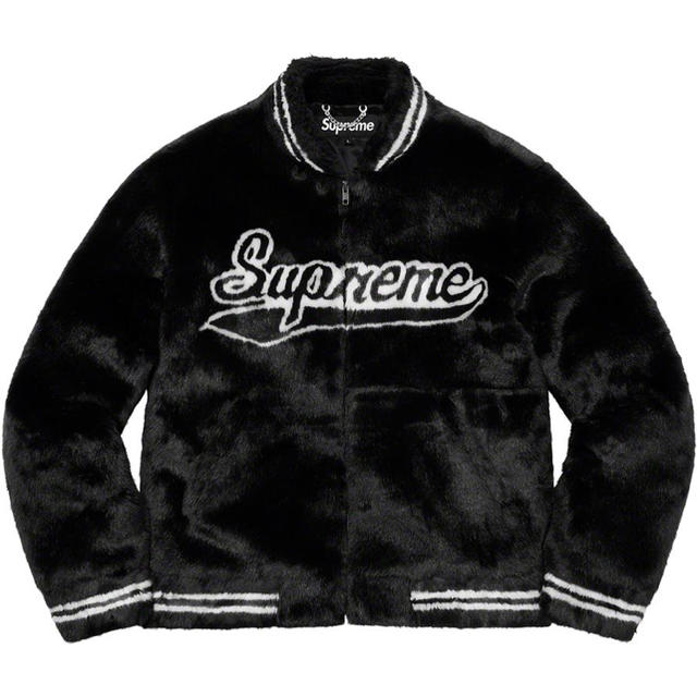 supreme Faux Fur Varsity Jacket S 黒