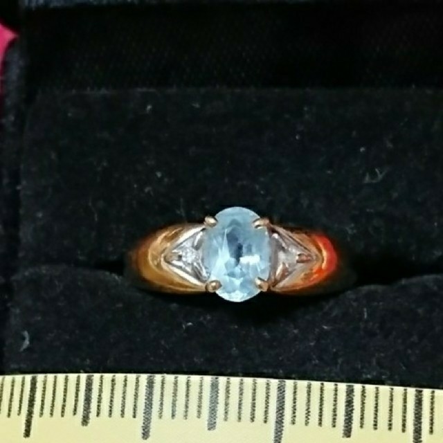 K18 ダイヤとブルートパーズリング レディースのアクセサリー(リング(指輪))の商品写真