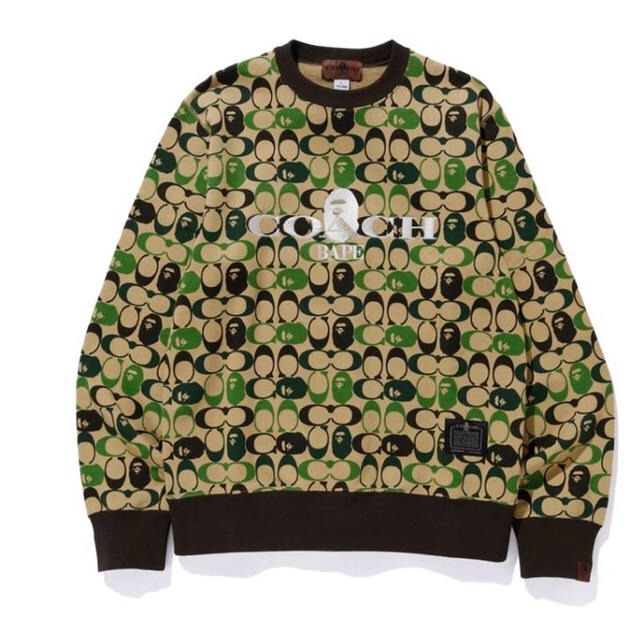 メンズ在庫極少 サイズL BAPE × COACH CREWNECK スウェット