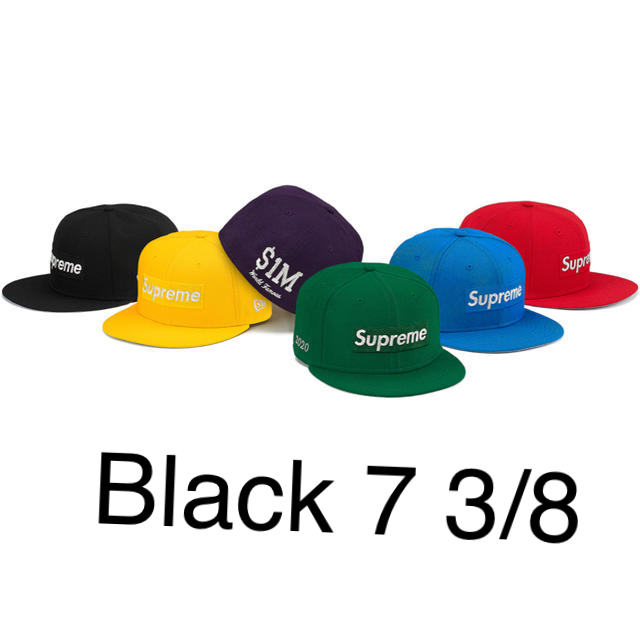 supreme boxlogo newera 黒　7 3/8キャップ