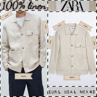 ザラ(ZARA)の新品★タグ付★リネン★ワーク★ナチュラル★ジャケット★ヨーロッパリネン★ベージュ(ブルゾン)