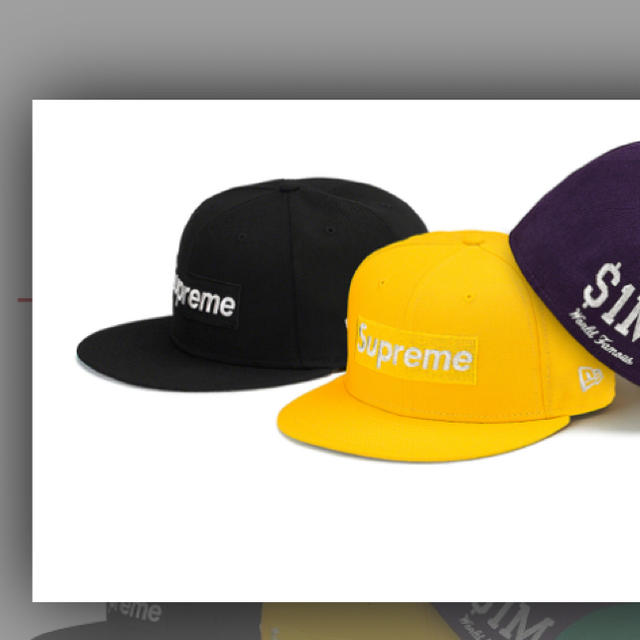 supreme  newera ブラック　7 3/8帽子