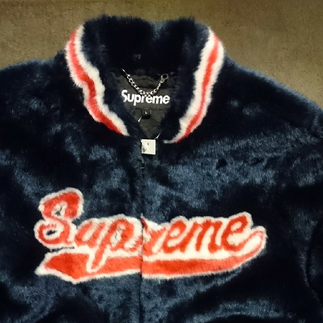 Supreme(シュプリーム)のSupreme Faux Fur Varsity Jacket ネイビー L メンズのジャケット/アウター(ブルゾン)の商品写真