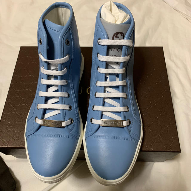 Gucci - 新品 【GUCCI】ハイカット レザー スニーカー 37 ミネラル