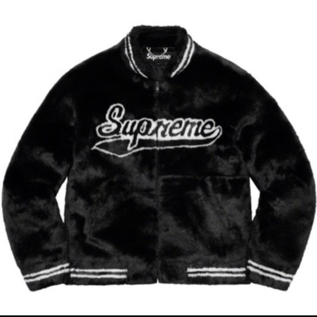 Supreme - Faux Fur Varsity Jacket  black XL
