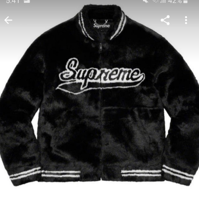 Supreme2020 Faux Fur Varsity Jacket 黒 L