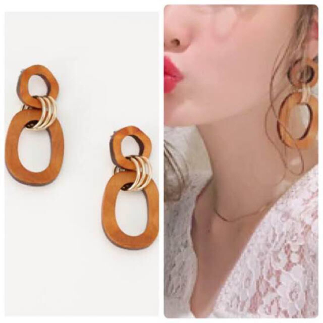 moussy(マウジー)の大人気商品★MOUSSY WOOD HOOP ピアス★マウジーウッドピアス★新品 レディースのアクセサリー(ピアス)の商品写真