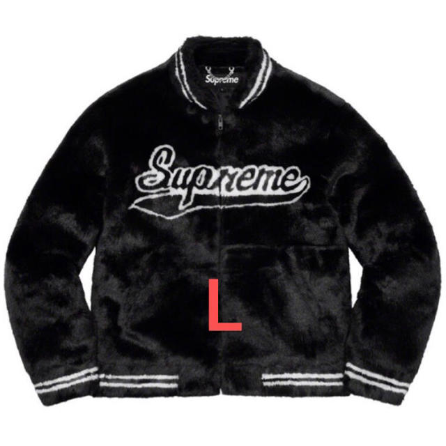 supreme Faux Fur Varsity Jacket ブラック L