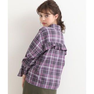 マジェスティックレゴン(MAJESTIC LEGON)の新品MAJESTICバックフリルチェックシャツ(シャツ/ブラウス(長袖/七分))