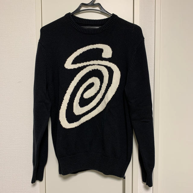 STUSSY CURLY SWEATER 黑ニット セーターユニセックス L