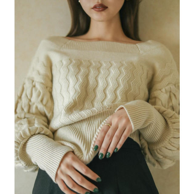 EDIT.FOR LULU(エディットフォールル)のsheer puffy knit ivory ニット　アイボリー レディースのトップス(ニット/セーター)の商品写真