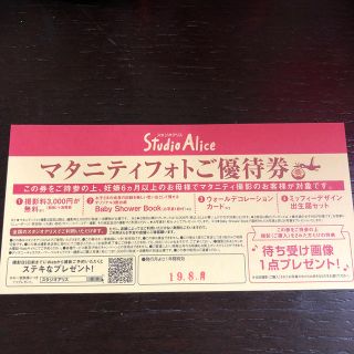 スタジオアリス　マタニティフォト優待券(その他)