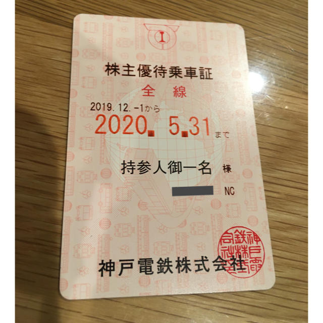 神戸電鉄（株）　株主優待乗車証 チケットの優待券/割引券(その他)の商品写真