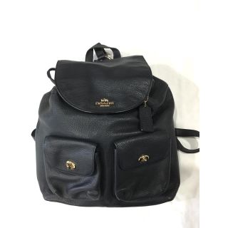 コーチ(COACH)のCOACH レザーリュック、ネイビー美品！(リュック/バックパック)