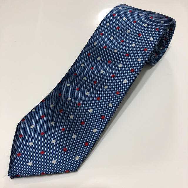 TAKA-Q(タカキュー)のネクタイ    ブルー×赤白ドット メンズのファッション小物(ネクタイ)の商品写真