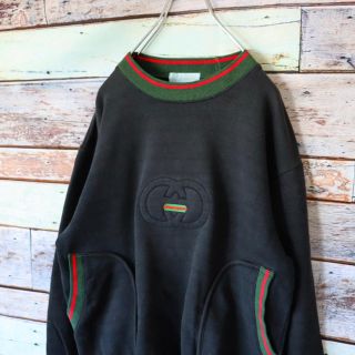 グッチ(Gucci)の希少オールドグッチ　スウェット　トレーナー　ヴィンテージ　ブラック　S相当(スウェット)