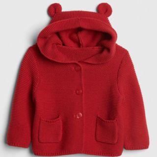 ベビーギャップ(babyGAP)の【新品タグ付】ベビーギャップ　くまみみガーター編み セーター　90cm(カーディガン)