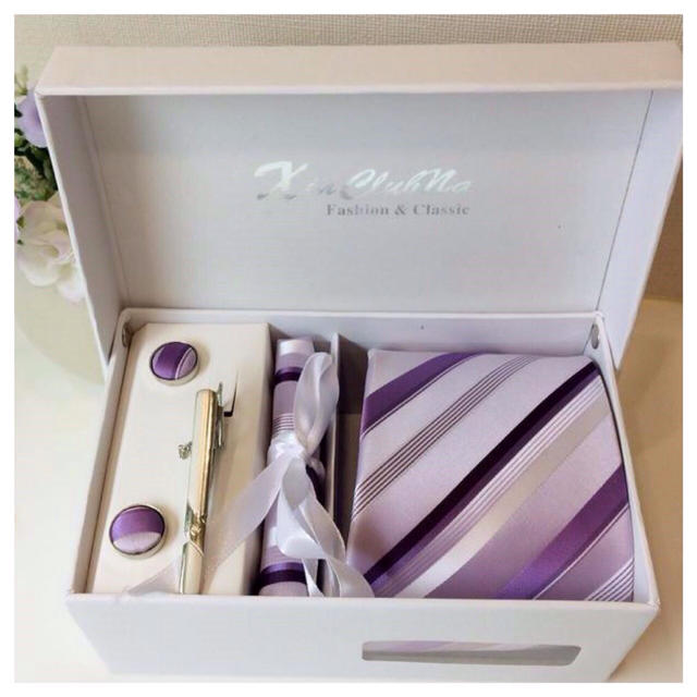 プレゼント用♪ネクタイ6点セット紫 メンズのファッション小物(ネクタイ)の商品写真