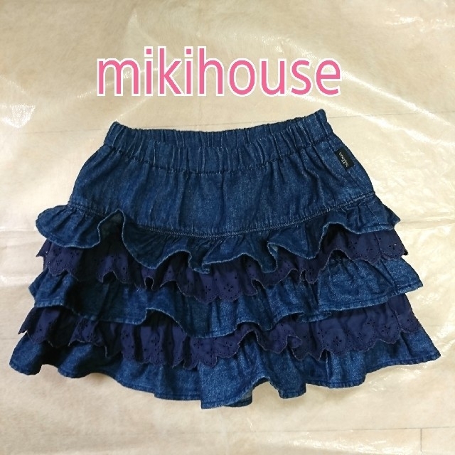 mikihouse(ミキハウス)のミキハウススカート100センチデニムキュロット キッズ/ベビー/マタニティのキッズ服女の子用(90cm~)(スカート)の商品写真