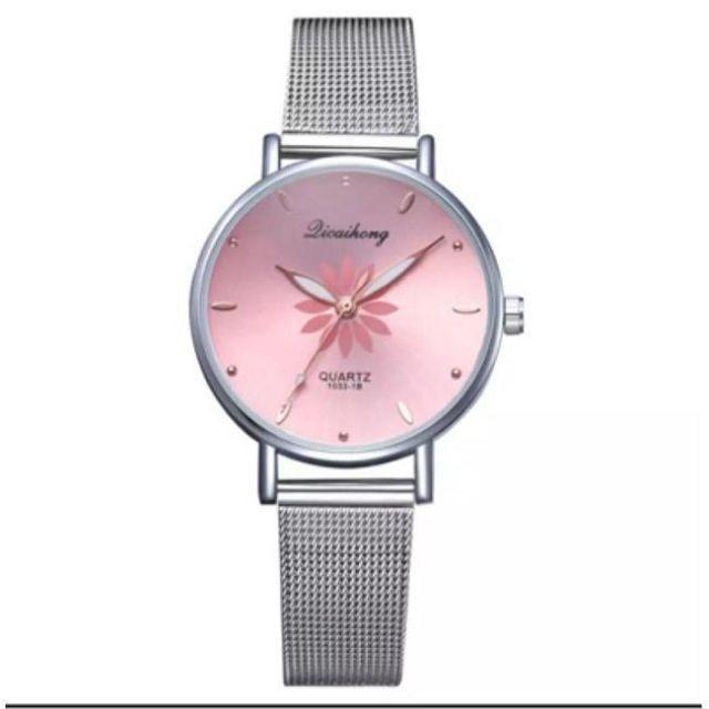 腕時計 レディース 新品／ブランド／海外／人気／オシャレ／花／シルバー ピンク レディースのファッション小物(腕時計)の商品写真