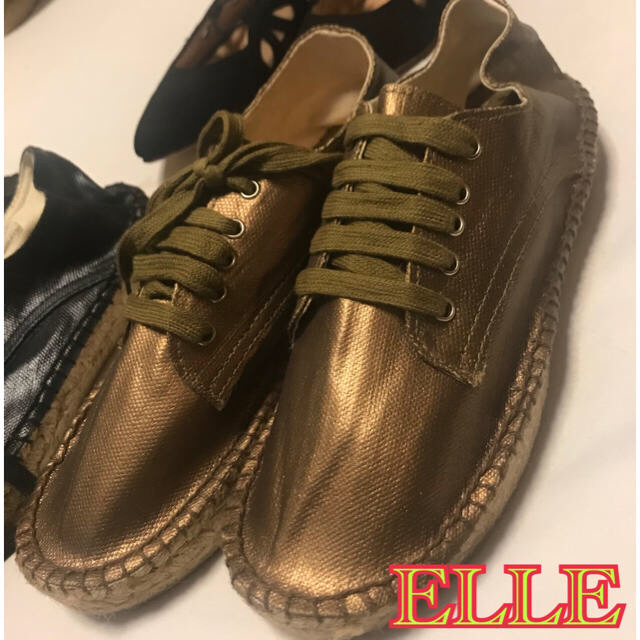 ELLE(エル)のELLE エル　靴　シューズ　スリッポン　カーキ　ブラウン系　新品　セール レディースの靴/シューズ(スリッポン/モカシン)の商品写真