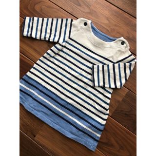 プチバトー(PETIT BATEAU)のプチバトー ブルーワンピース74(ワンピース)