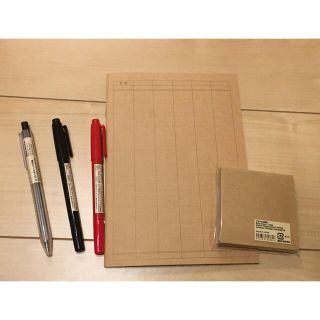 ムジルシリョウヒン(MUJI (無印良品))の無印良品　家計簿　付箋　油性マーカー　5点セット　新品(ノート/メモ帳/ふせん)