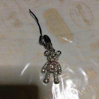 スワロフスキー(SWAROVSKI)のスワロフスキー熊さんストラップ　美品(キーホルダー/ストラップ)