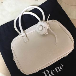 極美品✨Rene ルネ ALYA カメリア ハンドバッグ レザー オフホワイト