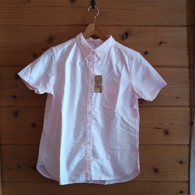 MUJI (無印良品)(ムジルシリョウヒン)の無印　シャツ　ピンク　M　新品 レディースのトップス(シャツ/ブラウス(半袖/袖なし))の商品写真