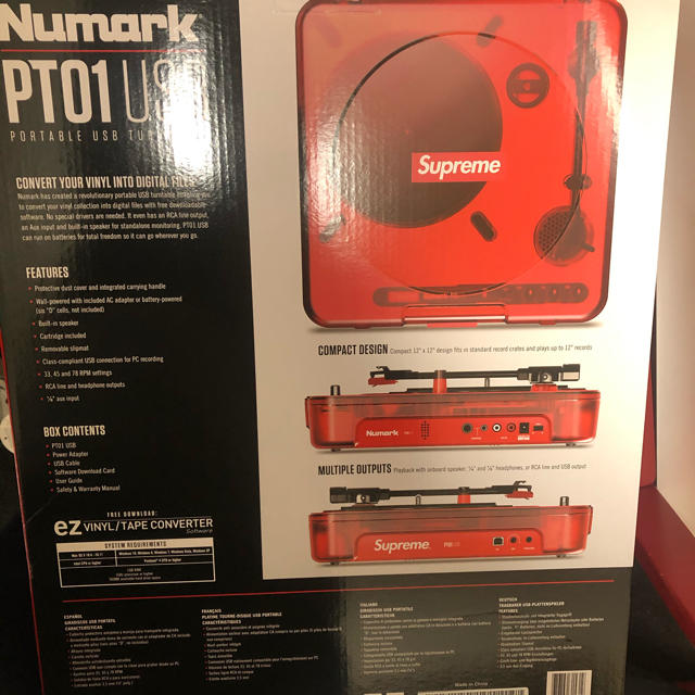 Supreme(シュプリーム)のSupreme/Numark PT01 Portable Turntable 楽器のDJ機器(ターンテーブル)の商品写真